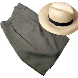 Eddie Bauer Shorts Linen 32" Front Pleat 8+" Inseam Preppy Natural Breathable